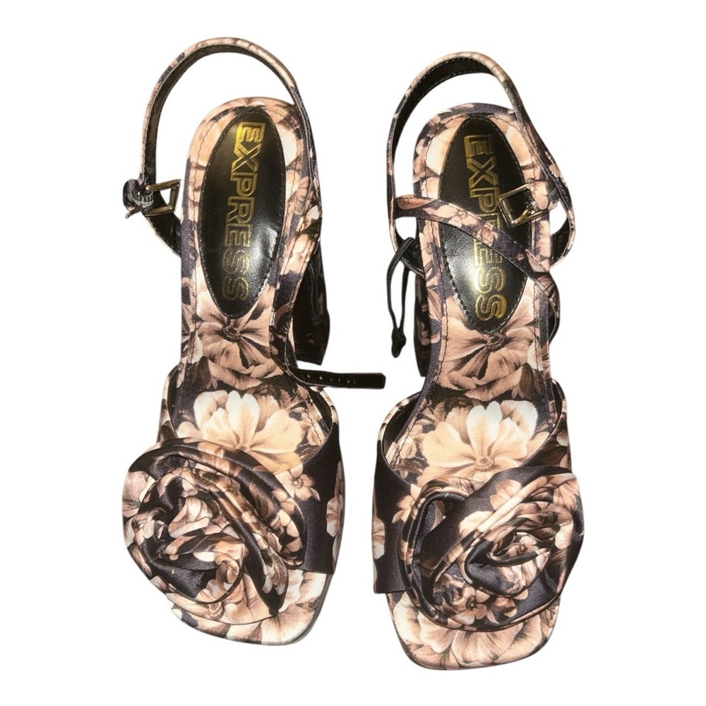 Express Floral‎ Platform Heels Sz 6